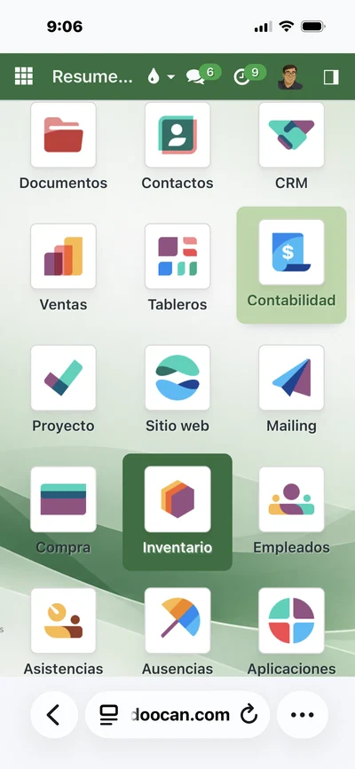 Acceso a Ventas, CRM, Contabilidad e Inventario desde el móvil.